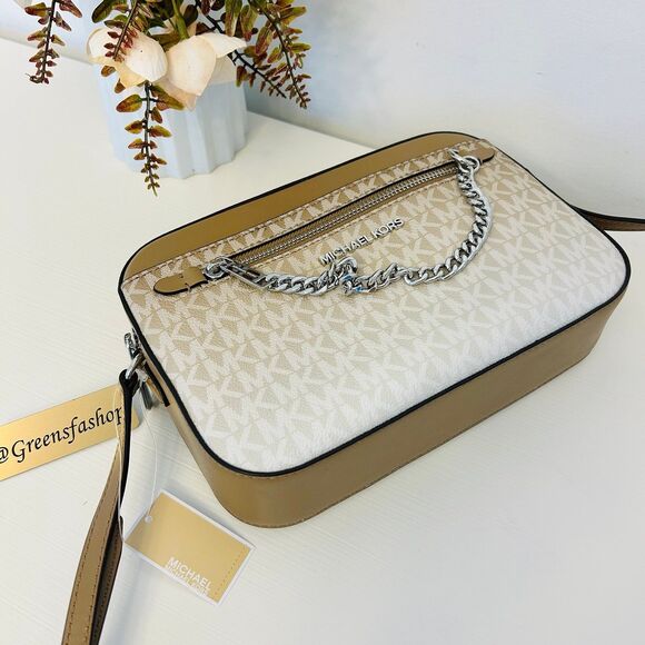 Michael Kors Purse Jet Set Ombré Signature Logo Crossbody Body Bag Husk - Picture 4 of 8